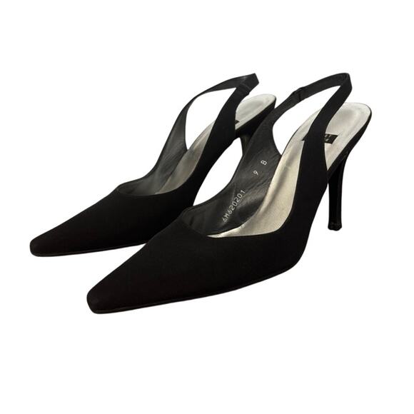 Stuart Weitzman Satin Slingback Heels Black Sz 9 — Timeless Quiet Luxury - Picture 1 of 8